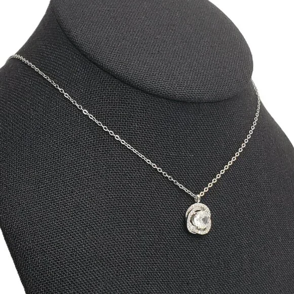 925 Sterling Silver Womens Round 2ct Diamond Pendant Necklace Ladies New Jewelry - Picture 4 of 8